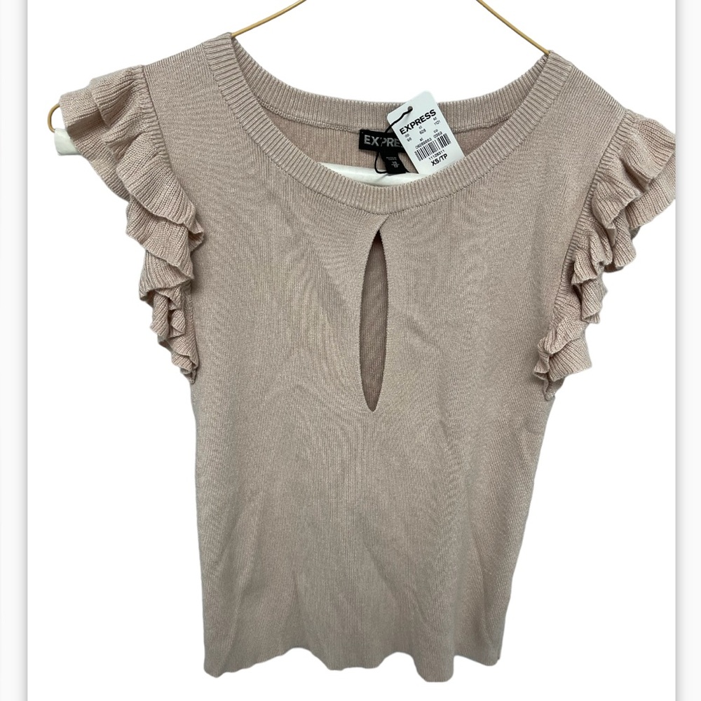 Express keyhole ruffle sleeve sweater